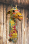 Safari Wild Giraffe Hand Crafted Paper Mache In Sari Fabric Wall Head Decor
