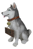 Ebros  Lifelike Pet Pal Siberian Husky Sled Dog Statue 13"H With Jingle Collar Sign