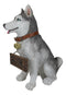 Ebros  Lifelike Pet Pal Siberian Husky Sled Dog Statue 13"H With Jingle Collar Sign