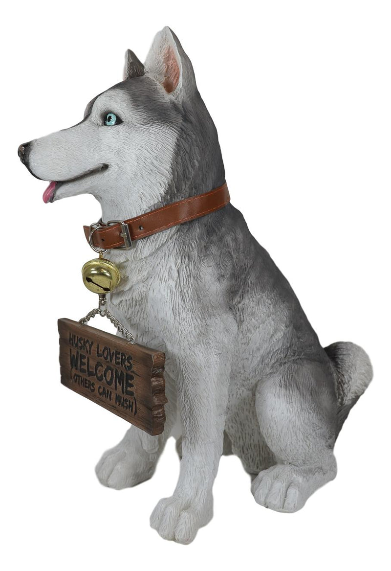 Ebros  Lifelike Pet Pal Siberian Husky Sled Dog Statue 13"H With Jingle Collar Sign
