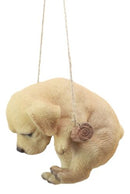 Lifelike Yellow Labrador Puppy Macrame Branch Hanger 5"Tall With Jute Strings