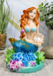 Ebros 4.5" Tall Colorful Nautical Ocean Mermaid Mergirl with Pearl Shell and Blue Tail Sitting On Corals Statue - Ebros Gift