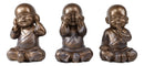 See Hear Speak No Evil Wise Shaolin Kung Fu Little Monks Set of Three Figurines