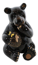 Western Rustic Black Bear Eating Honey From Honeycomb Beehive Figurine Bears