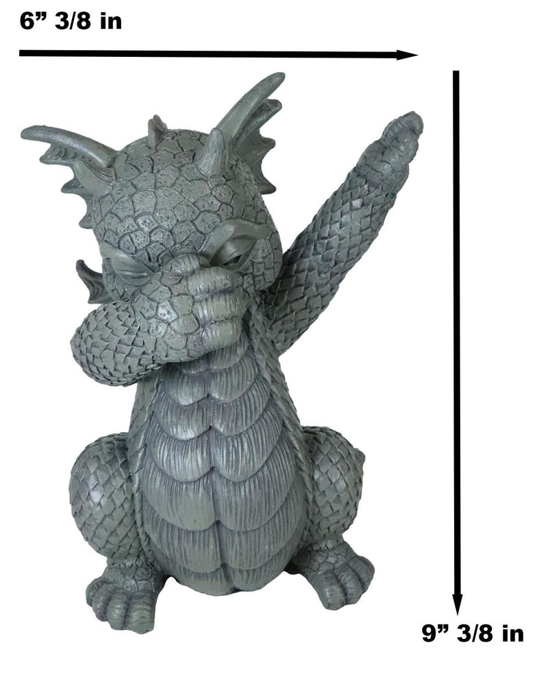 Ebros Whimsical Hip Hop Dabbing Garden Dragon Statue 9.25" Tall Look at My Dab