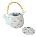 Japanese Red Cherry Blossom 20oz Ceramic Tea Pot and Cups Set Serves 4 People