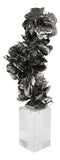 Ebros Electroplated Silver Desert Rose Sculpture On Crystal Glass Base 16.5" H