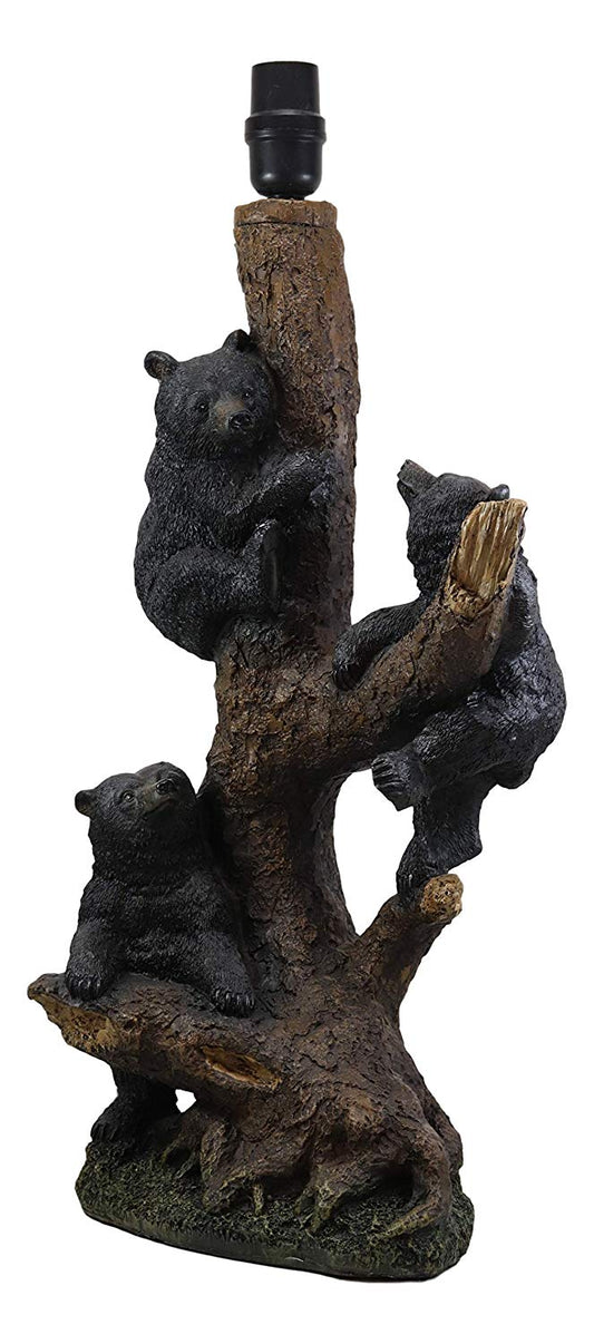 Ebros Whimsical 3 Adventurous Black Bear Cubs Climbing Stunted Tree Table Lamp - Ebros Gift