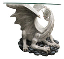 Pendragon Ryu Ice Frost Dragon Guarding Treasure Coffee Side Table With Glass