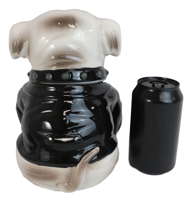 Ceramic American Gangster Bully Bulldog With Spiked Collar Cookie Jar Figurine