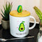 Pack Of 2 You Complete Me Avocado Hearts Ceramic Coffee Mug W/ Spoon And Lid Set