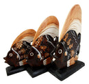 Balinese Wood Handicrafts Tropical Solar Angel Fish Family Set of 3 Figurines