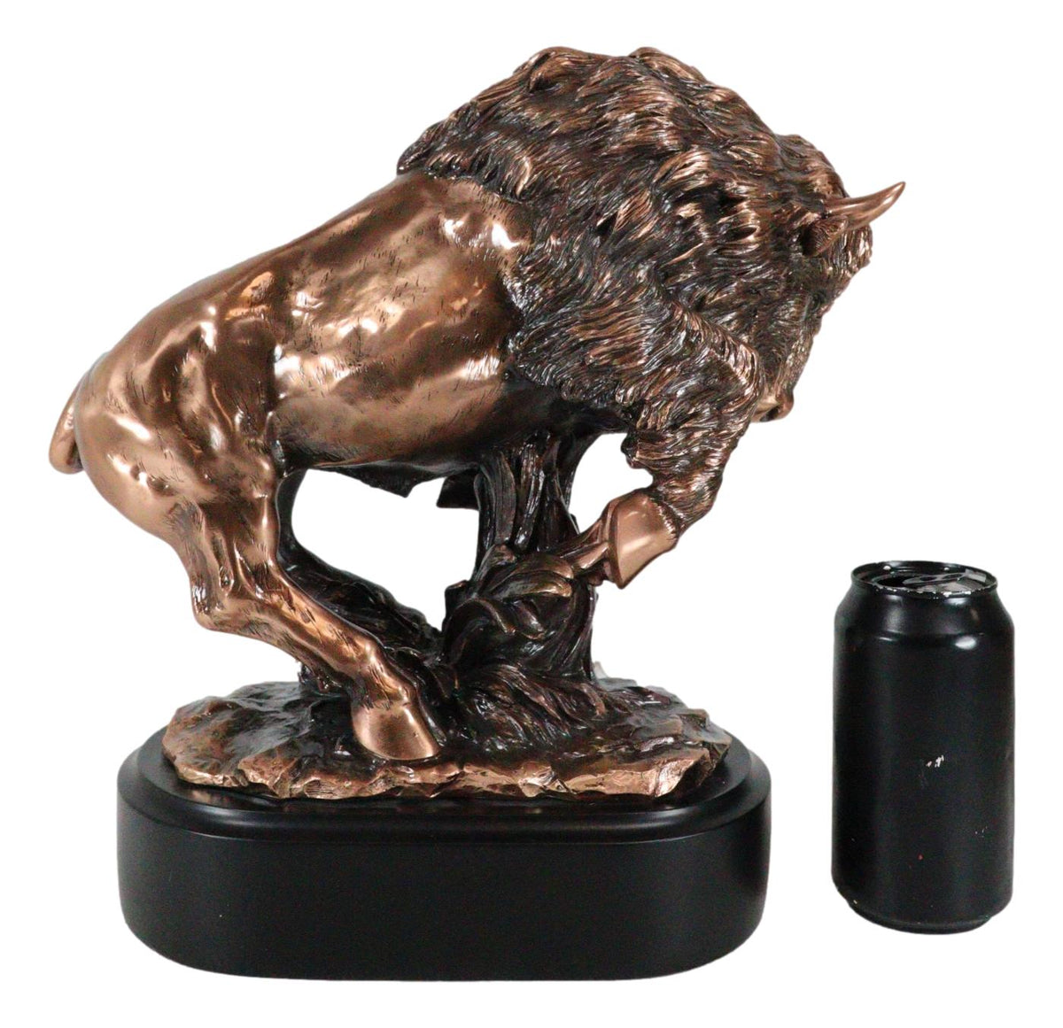 Ebros Western Large Angry Charging Bison Statue in Bronze Electroplated Finish - Ebros Gift
