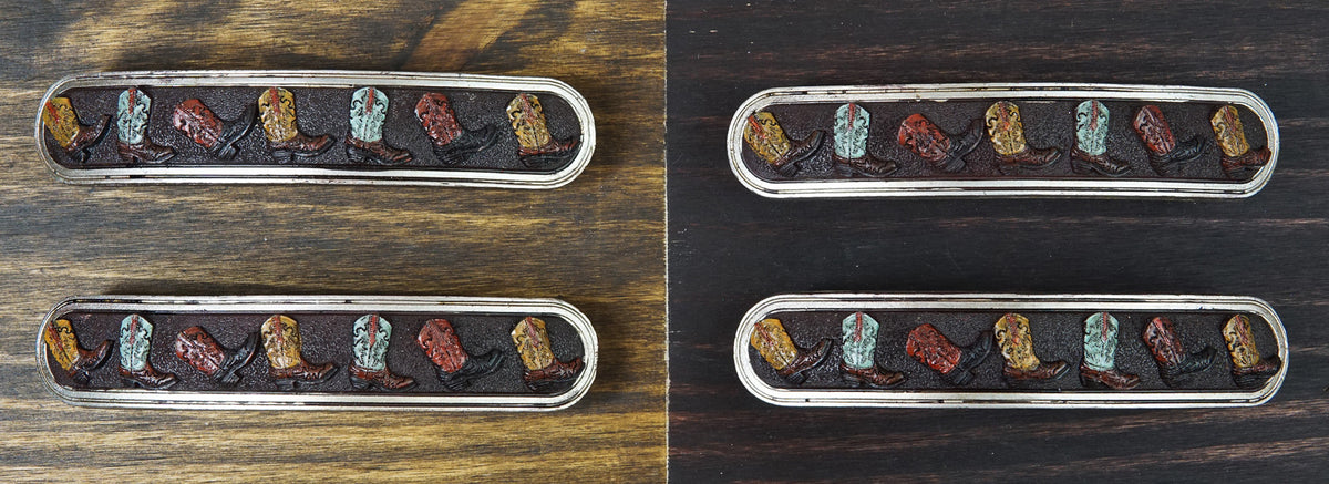 Set Of 4 Western Cowboy Cowgirl Boots Drawer Cabinet Door Bar Pull Knobs 6.5"L