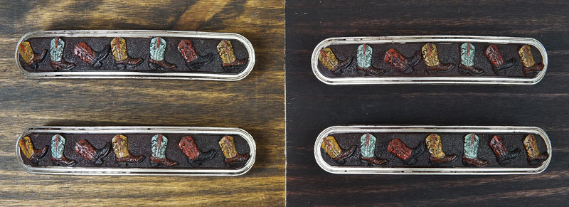 Set Of 4 Western Cowboy Cowgirl Boots Drawer Cabinet Door Bar Pull Knobs 6.5"L