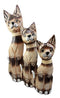 Balinese Wood Handicraft Striped Feline Cat Family Set of 3 Figurines 20"H