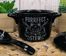 Wicca Purrfect Stew Pentagram Moon Cat Fine Bone China Bowl With Spoon And Lid