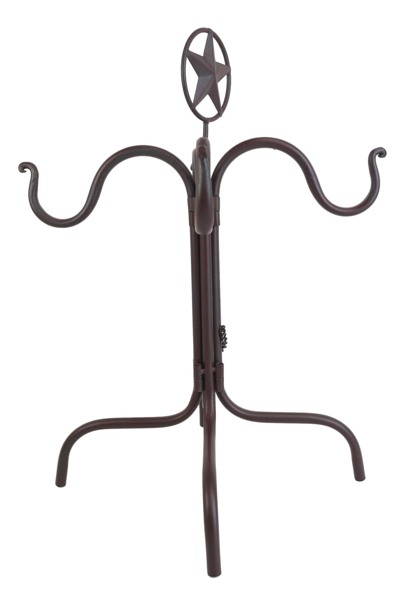 Rustic Western Lone Star Mug Tree Metal Holder Organizer Rack Stand With 4 Hooks