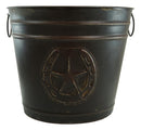 Rustic Western Star With Lucky Horseshoe Old Fashioned Bucket Vase Or Waste Bin