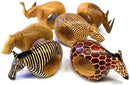 Global Crafts Mahogany Wood Animal Napkin Rings - Set of Six