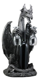Large Legendary Smaug Brewery Black Dragon Wine Valet Holder Statue Wine Glasses