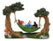 Ebros Whimsical Bookworm Gnome Sleeping On Hammock by Toadstool Mushrooms Forest Tree Ents Statue 6.5" Wide