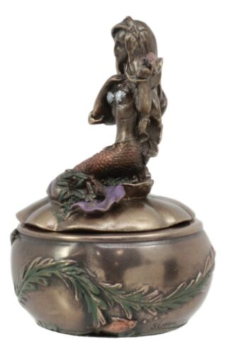 Ebros Mermaid Sitting On Oyster Sea Shell Small Jewelry Decorative Trinket Box
