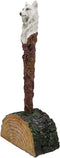Ebros Celtic White Direwolf Hand Painted Pen with Rustic Tree Bark Holder Stand
