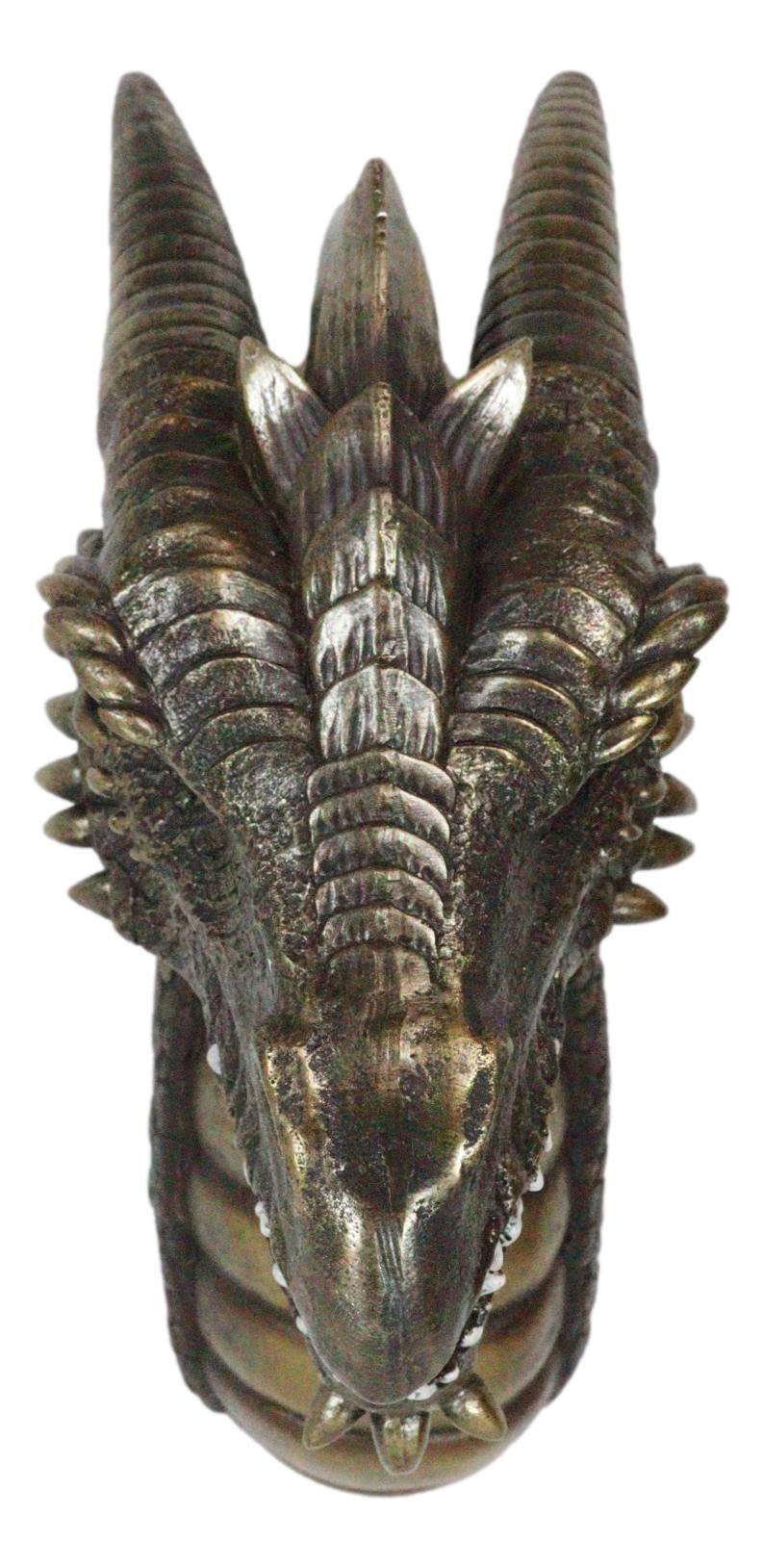 Large Sculptural Golden Warlock Drake Leviathan Saurian Devil Dragon Wall Decor