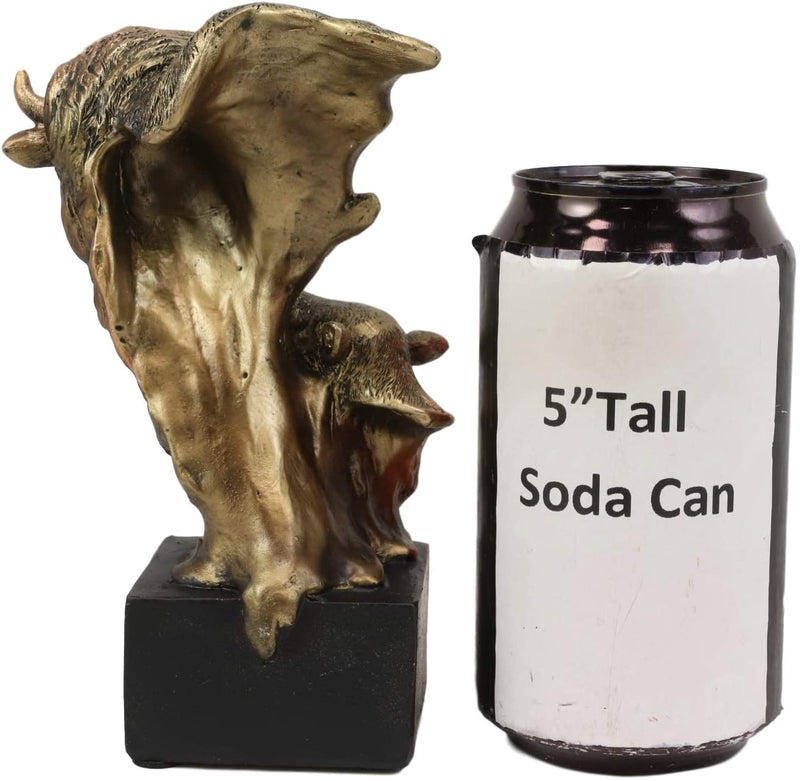 Ebros Gift 6" Tall Wild Bison and Calf Head Bust Figurine with Black Pedestal