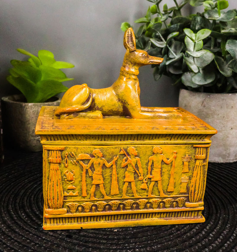 Ebros Eye Of Horus And Anubis Dog Egyptian Jewelry Box In Sandstone Finish 4.5"H