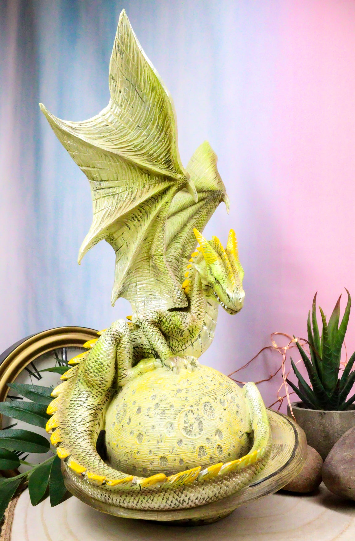 Ebros Celestial Solar Galaxy Planet Saturn Terrestrial Guardian Dragon Figurine Decor