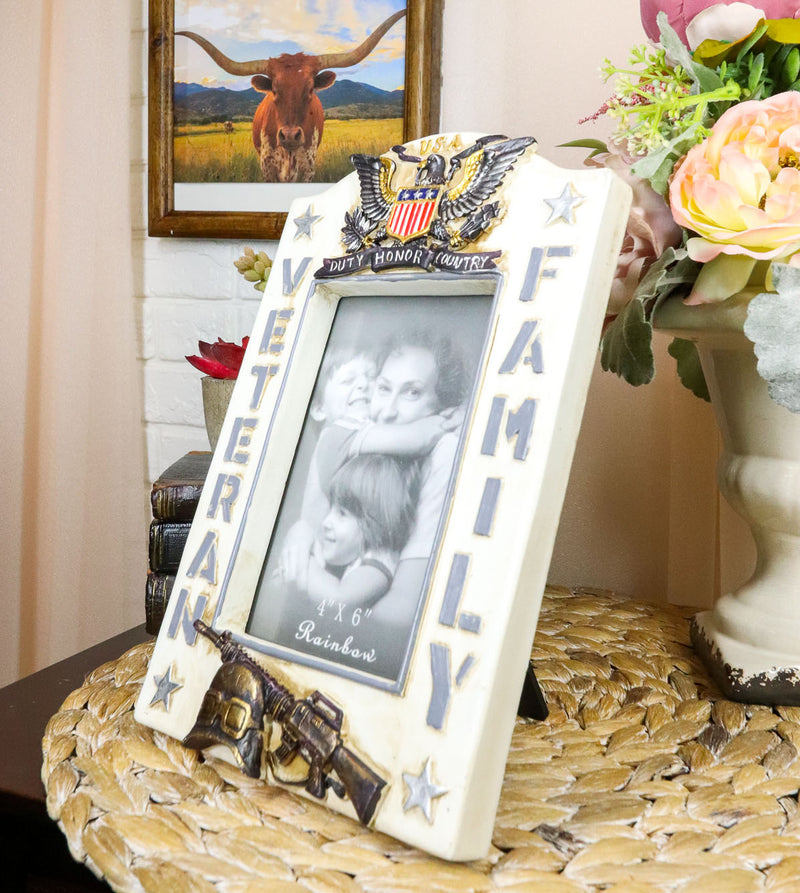 Patriotic USA American Eagle Seal Crest Veteran Family Memorial Picture Frame