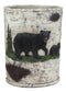 Ebros Rustic Black Bear in Pine Trees Forest Birch Finish Trash Waste Bin Decor