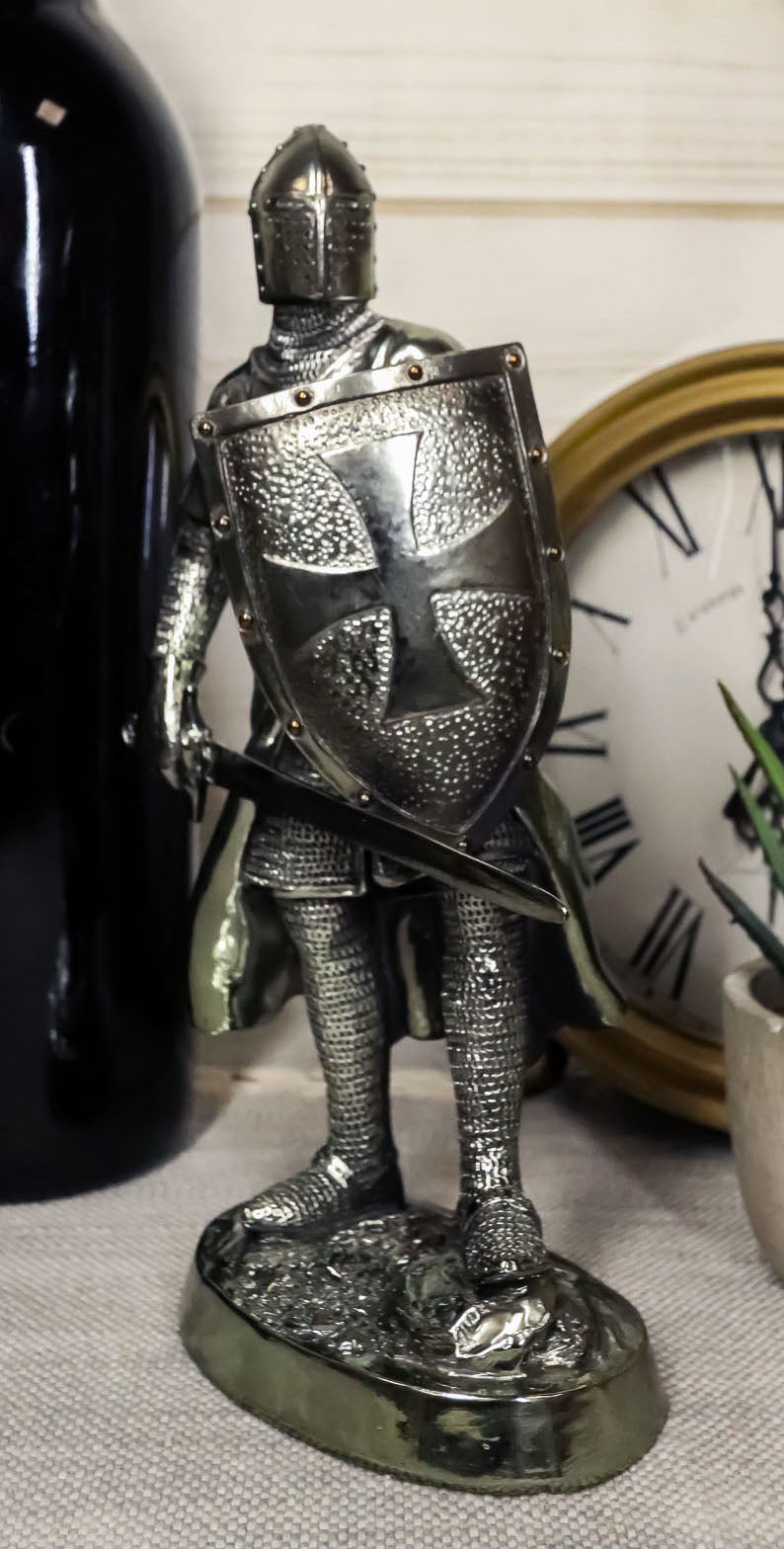 Medieval Crusader Swordsman Knight Statue 7.5"Tall Suit of Armor Heavy Infantry