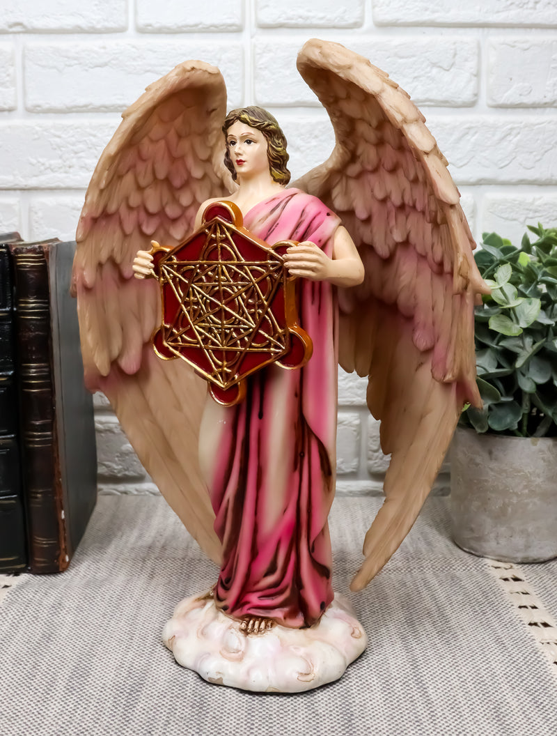 Judaism Metatron Angel Holding Sacred Flower Of Life Geometric Cube Statue Enoch