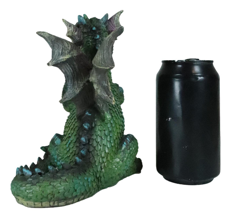 Fantasy Whimsical Adorable Cheering Green Dinosaur Dragon Collectible Figurine