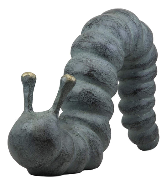 Ebros Gift Large 17" Long Aluminum Metal Whimsical Metamorphosis Giant Caterpillar Worm Crawling Garden Statue Home Lawn Patio Pool Pond Decorative Sculpture Figurine
