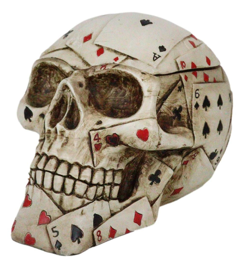 Ebros Ace Cards Royal Flush Poker Game Skull Utility Keepsake Jewelry Box Figurine