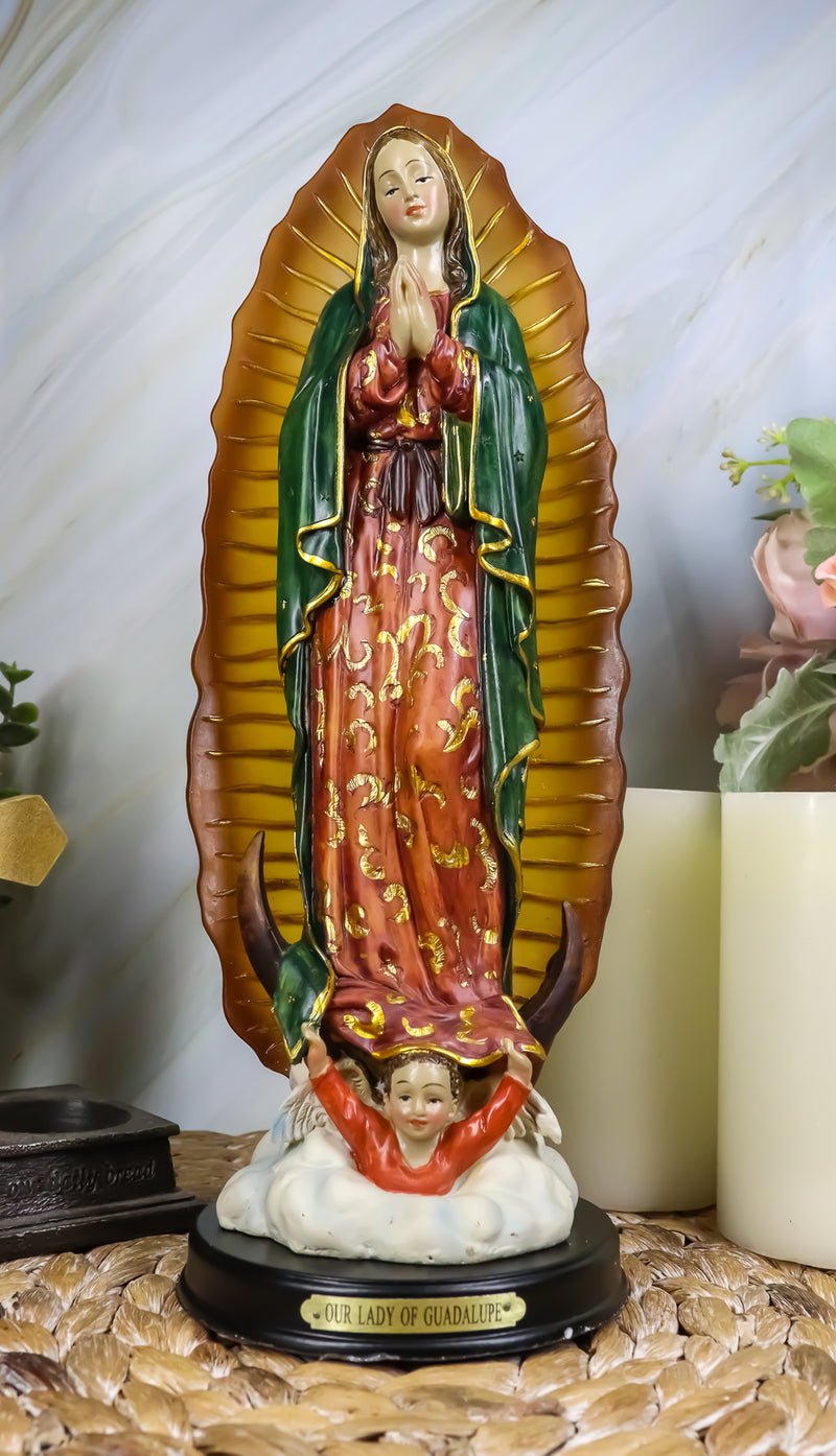 Ebros Gift Our Blessed Virgin Lady of Guadalupe Holy Mother Catholic Divinity Figurine 12" H with Brass Plate Base