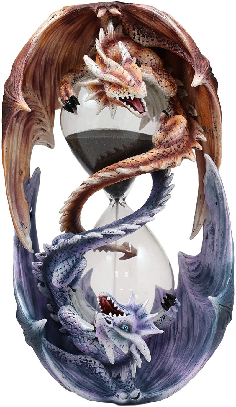 Ebros Invertible Elemental Ice and Fire Dual Dragon Sandtimer 7.5"H Anne Stokes
