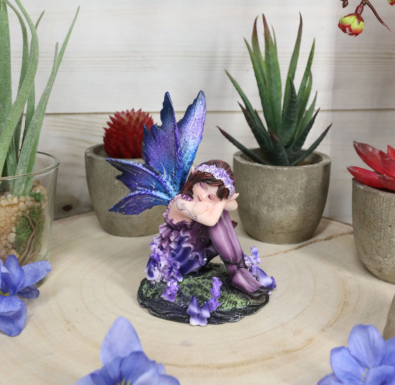 Ebros Sleeping Meadow Lavender Girl Fairy Garden Statue Lazy Summer Day Napping Fairy