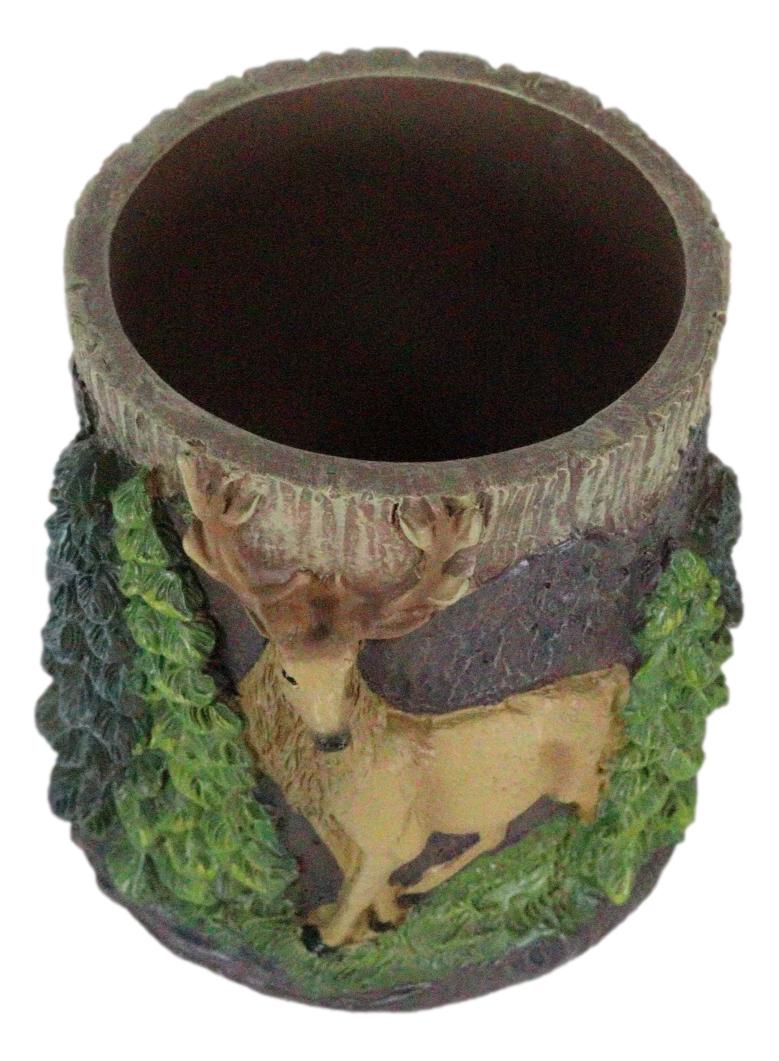 Rustic Western Buck Stag Deer By Green Forest Trees Stationery Pen Brush Holder
