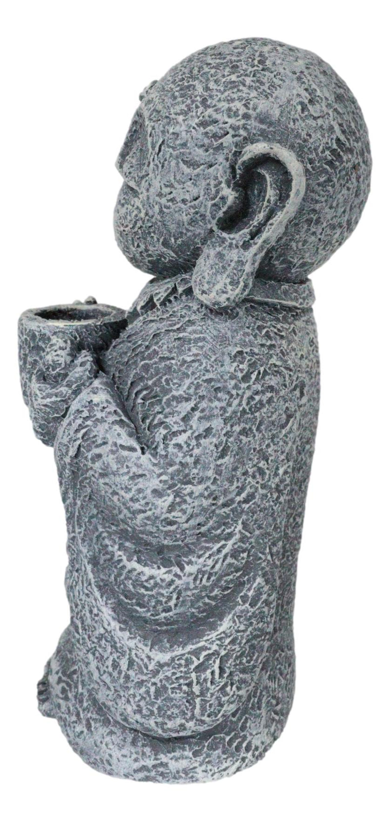 Feng Shui Zen Buddha Japanese Jizo Monk Drinking Out Of Tea Cup Figurine 5"H