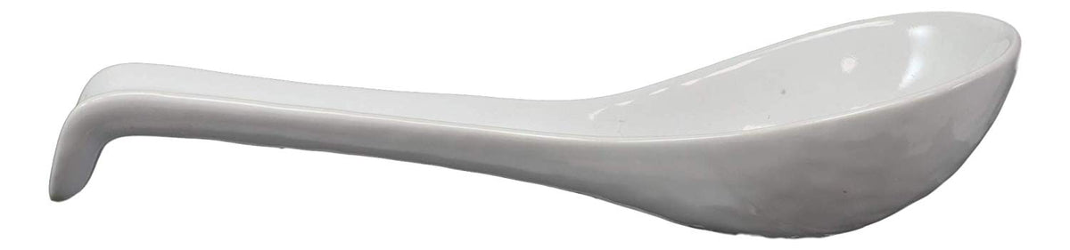 Ebros Japanese Modern Porcelain Soup Spoons With Ladle Hook Pack Of 6 (White) - Ebros Gift
