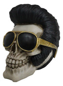 Legendary King Celebrity Skeleton Skull With Golden Iconic Glasses Figurine