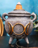 Witchcraft Wicca Triple Moon Goddess Cauldron Backflow Incense Holder Figurine