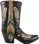 Rustic Southwestern Indian Dreamcatcher Feathers Cowboy Boot Figurine Or Vase