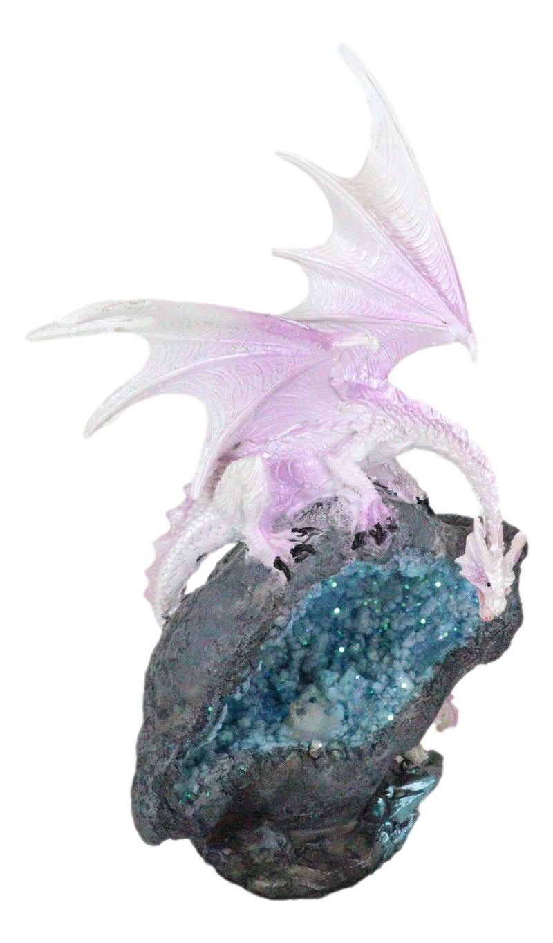 Dragon Guarding Faux Crystal Cave Statue Fantasy Decoration