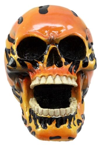 Hot Rod Skull Figurine Biker Hell Spawn Inferno Flame Day Of The Dead Statue